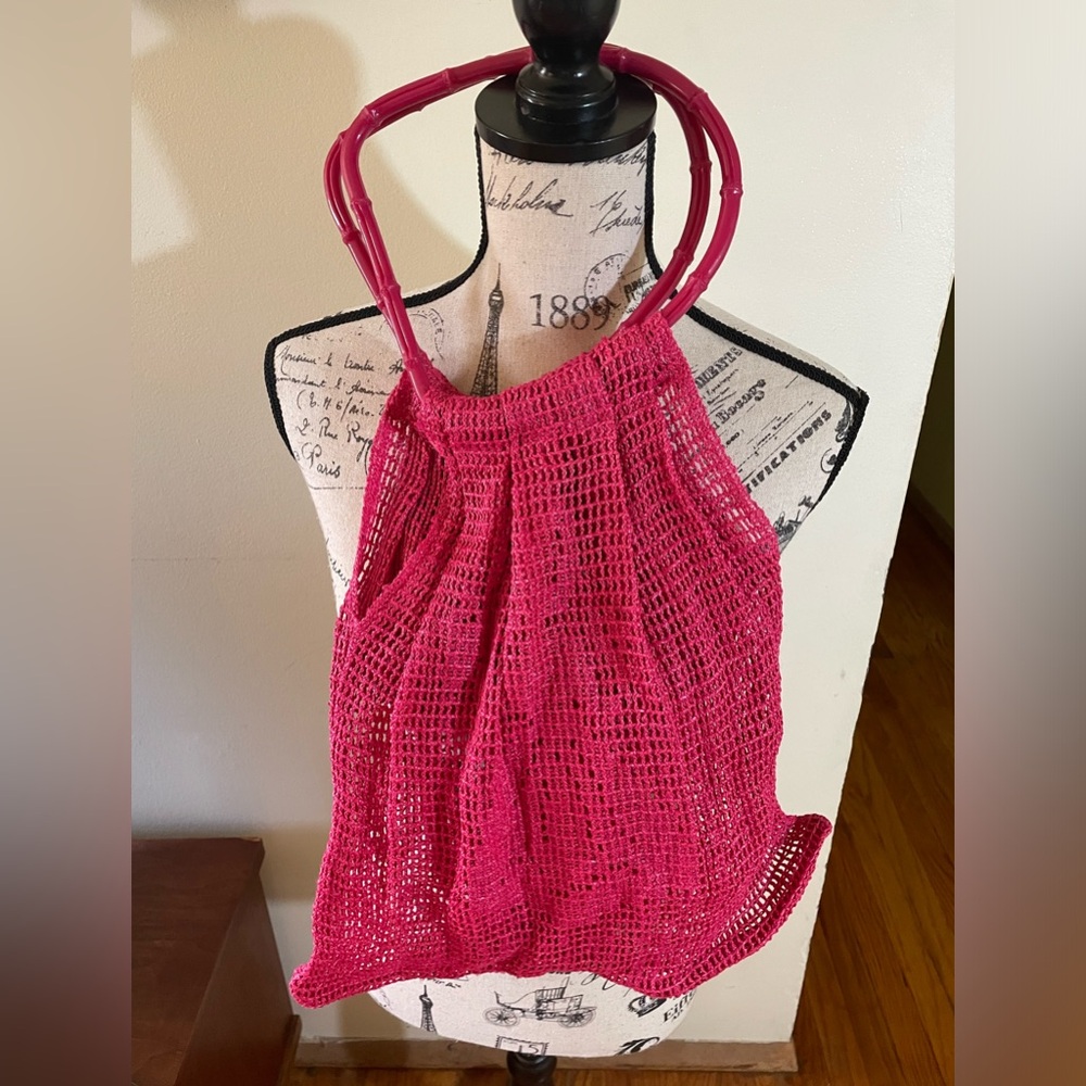 Vintage Pink Net Mesh Bag.